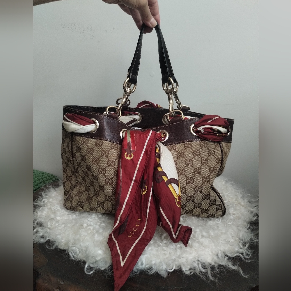 Gucci Brown and Red Tote Bag